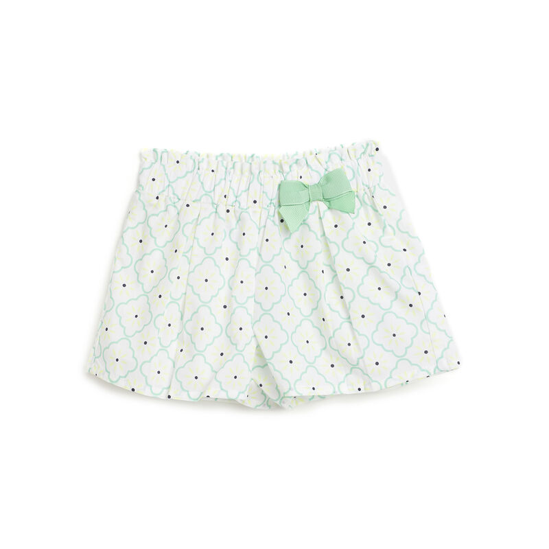 Girls White and Yellow Printed Short Trousers image number 0